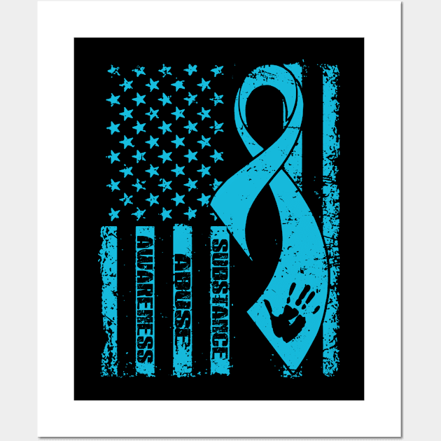 Substance Abuse Awareness Flag Ribbon Wall Art by KHANH HUYEN